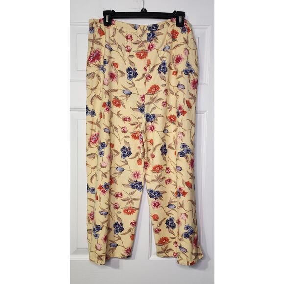 Allyson Whitmore Floral Linen Blend Ankle Pants Size M NWT - Picture 2 of 6
